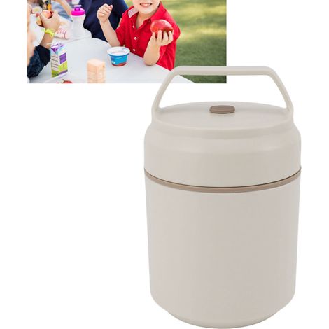 420 ml einwandiger Frühstücksbecher aus Edelstahl 304, luftdichter und isolierter Multifunktionsbehälter mit Deckel, cremeweiß. (1/5)