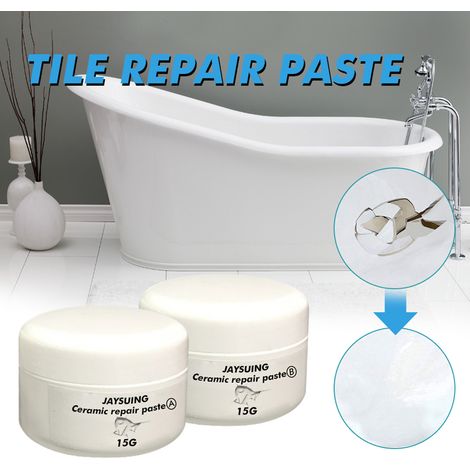 Kit de réparation carrelage porcelaine céramique sol mur, pâte crème pour fissures éclats, kit rénovation baignoire douche (1/5)