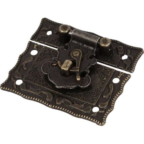 Pestillo de estilo antiguo - Para caja de madera, caja, pestillo rectangular, cerrojo, pestillos de bronce (1/3)