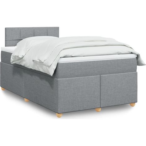 Boxspringbett mit Matratze Hellgrau 120x200 cm Stoff