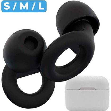 Bouchons d'oreilles antibruit - Bouchons d'oreilles en silicone 30 dB - pour dormir/concerts/moto/tir - Protection auditive réutilisable - Noirs (1/5)