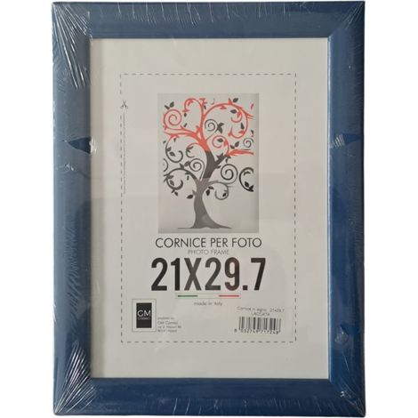 Cornice per Foto In Legno Laccata 21x29.7 Vari Colori - Colore: Blu