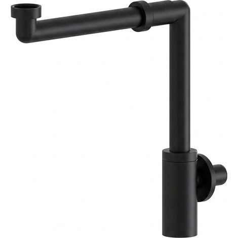 Sifone per lavabo in ABS nero opaco salvaspazio (1/2)