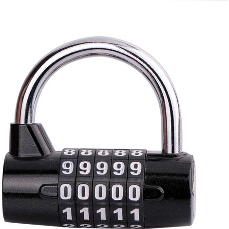 Cadenas Code à 5 Chiffres  (Lot de 1) - 6,5 x 2,5 cm - Intérieur/Extérieur Réinitialisable et Imperméable(noir)