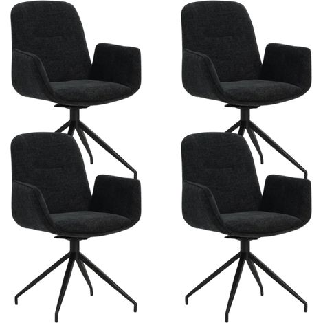 Set aus 4 drehbaren Esszimmerstühlen Nela Chenille Schwarz – mit (1/5)