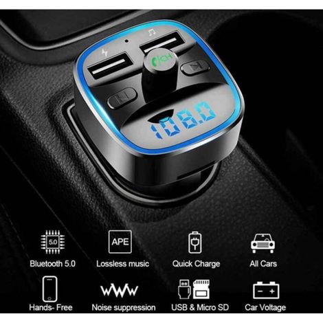 Bluetooth Voiture, Transmetteur FM Bluetooth 5.3 Adaptateur Radio Lecteur de Musique Kit Bluetooth sans Fil, Appel Main Libre, Dual (1/5)