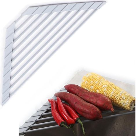 Escurreplatos enrollable triangular, escurridor de fregadero, escurridor de platos enrollable para fregadero, escurridor de fregadero de esquina triangular, gris