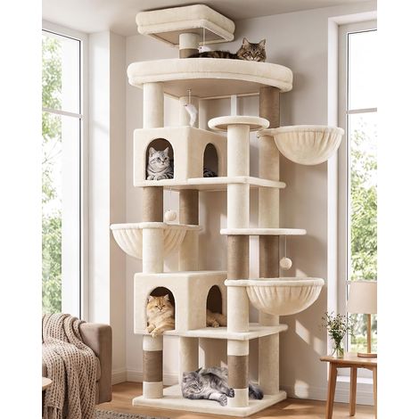Arbre a Chat Stable Grand XXL 210 cm Beige pour Chats Adulte (1/5)
