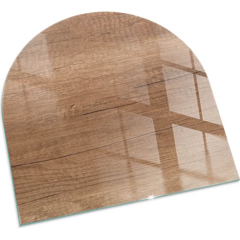 Décorative Plaque Carrée de protection de sol en verre trempé pour cheminée ou poêle moderne Motif bois naturel 100x100 cm (1/5)