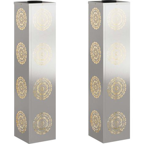 Maison Exclusive - Luz de camino LED solar 2 pcs Plateado Acero i