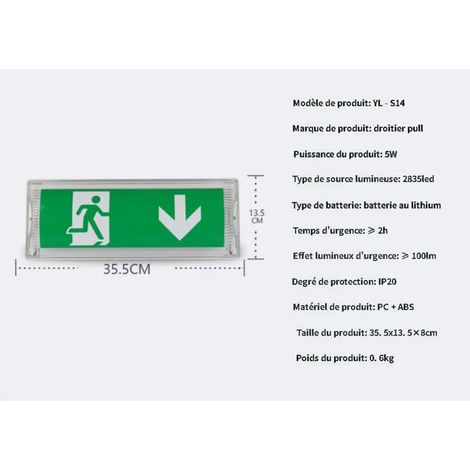2PCS Veilleuse, éclairage de secours LED, niveau de protection IP65, pour sorties de secours (1/5)