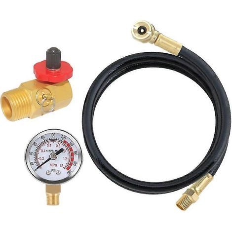 Kit de réparation de réservoir d'air avec soupape de sécurité, manomètre et tuyau d'air de 1,2 m pour pistolets pneumatiques portables (1/5)