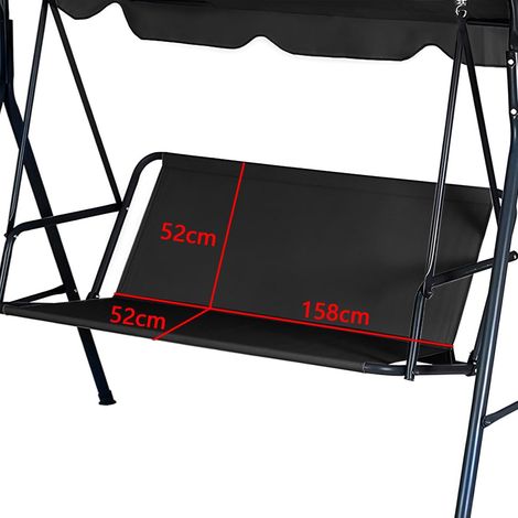 Telo di ricambio per altalene da giardino a 2 e 3 posti, realizzato in tessuto Oxford 600D, impermeabile e resistente agli strappi, per altalene da giardino a 2 e 3 posti, nero, 158 x 52 x 52 cm