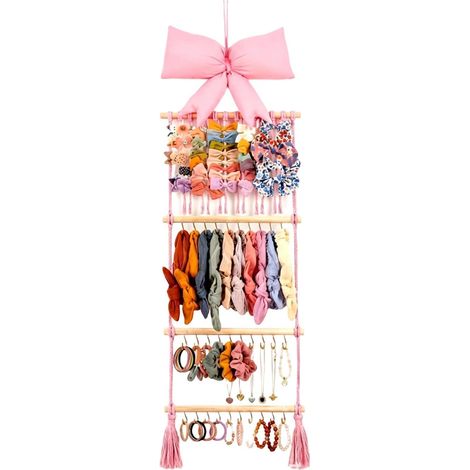 Hair Accessory Storage Organizer  Pink Bow 30 Hooks Multifunctional Wall   30 Hooks Wall Mounted Lightweight Durable Space Saving Decorative Easy Install Large Capacity (1/5)