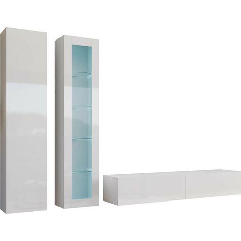 Conjunto de salón Vilrin I, Blanco + Blanco brillante