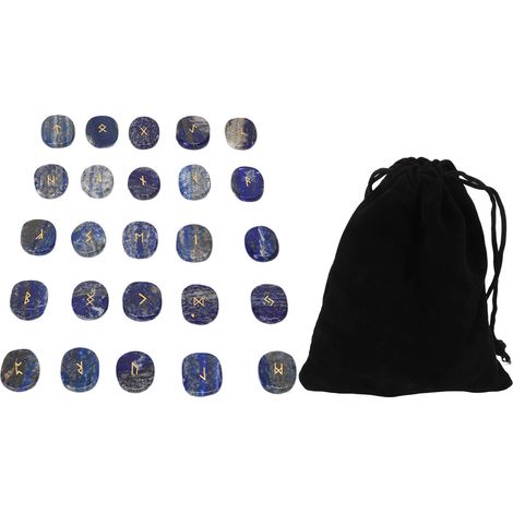 25 Pierres de Runes Naturelles Lot Exquis Gravées pour Méditation Prière Divination Guérison Lapis-Lazuli (1/5)