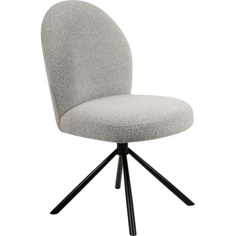 Chaise rotative 180° en tissu bouclette gris et métal noir - JULIEN (1/5)