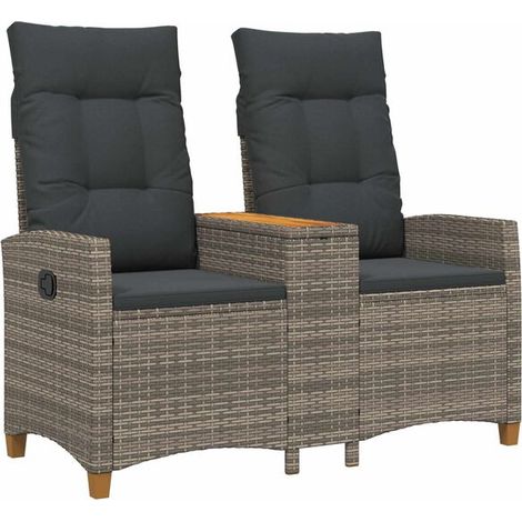 Fauteuil inclinable avec table, gris et gris foncé, 126 x 65 x 112 cm (1/5)