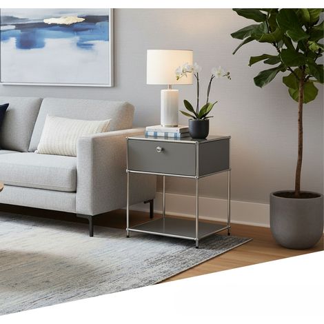 Rangement stylé et épuré – Étagère en métal chromé, 50 × 40 × 65 cm, Gris (1/5)