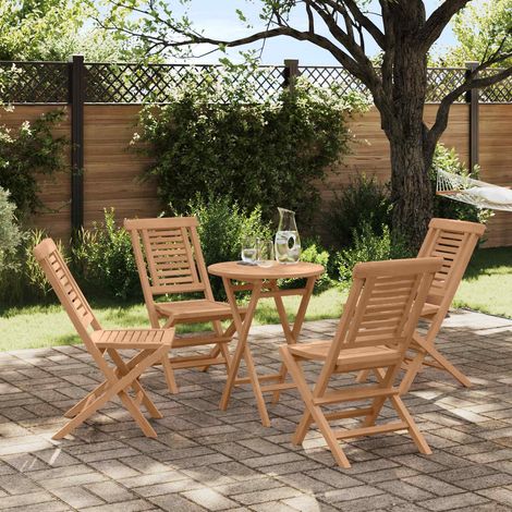 vidaXL Conjunto de Jardín 5 uds. Marrón Madera de teca maciza (1/5)