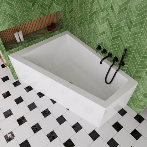 ECOLAM Badewanne Sfera Maxi 180 x 130 cm LINKS Eckbadewanne + Schürze Duowanne Doppelbadewanne Komplettset große Wanne für zwei Personen Acrylwanne Ablaufgarnitur Füße Silikon (1/5)