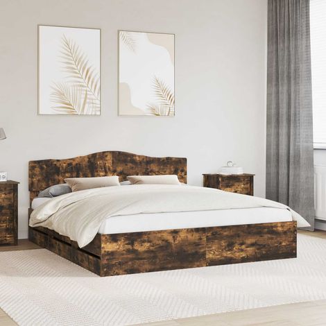 Bettrahmen Geräucherte Eiche 180 x 200 cm Ingenieurs Holz