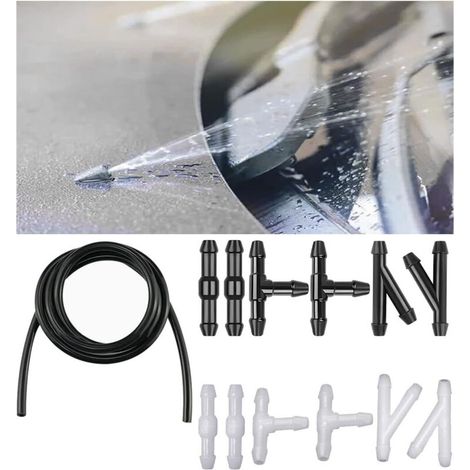 4m Auto Kit de Tuyau Essuie Glace, Tuyau de Lave-Glace Avec 9 Pièces Raccord de Tuyau (Type Y I T), Pour le Raccordement à la Pompe à Eau et à la Buse Voiture pour Nettoyage Rapide (1/5)
