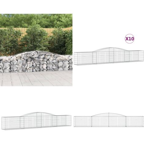 Gabionen mit Hochbogen 10 Stk. 400x50x60/80cm Verzinktes Eisen - Gabionen - Gabionenkörbe - Gartendeko - Zaun - Sichtschutz - Home & Living (1/5)