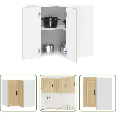 vidaXL Küchenmöbel - Küchen-Eckhängeschrank Porto Sonoma-Eiche Holzwerkstoff (1/5)
