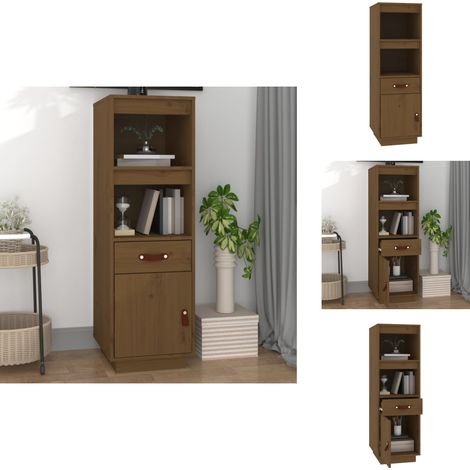 Buffet haut Marron miel 34x40x108,5 cm Bois massif de pin - Buffet - Meuble De Rangement - Armoire - Commode - Bois Massif (1/5)