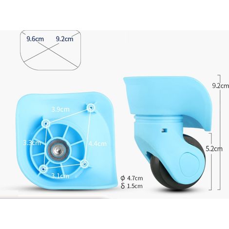 Coppia di ruote di ricambio universali e resistenti per valigie ruote di ricambio multidirezionali in gomma silenziosa per valigie (2 pezzi) piccole blu (1/4)