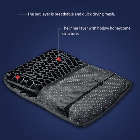 Coussin de siège - Gel - Moto - Nid d'abeille 3D - Respirant - Confort optimal (1/4)