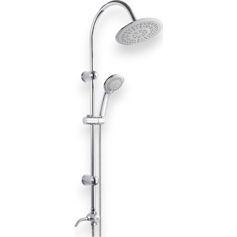 Set colonna doccia in acciaio tonda cromata con soffione mono getto e doccetta in ABS 5 getti cromata (1/4)