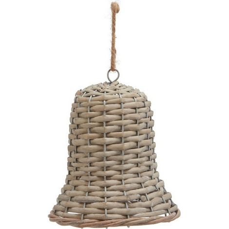 The Noel Collection Large Bell Decoration - Wicker - L8 x W8 x H15 cm - Brown