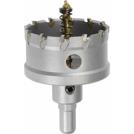 Broca de núcleo de carburo de 60 mm, sierras de corona para chapa de acero inoxidable, vástago triangular antideslizante sin límite, con broca central recubierta de titanio. (1/3)