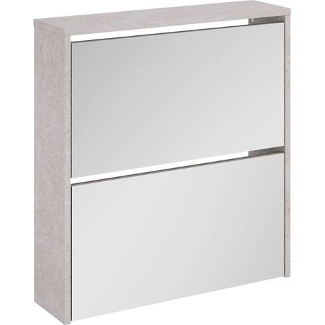 Maison Exclusive - Scarpiera con Specchio a 2 Livelli Grigio cemento 63x17x67 cm (1/5)