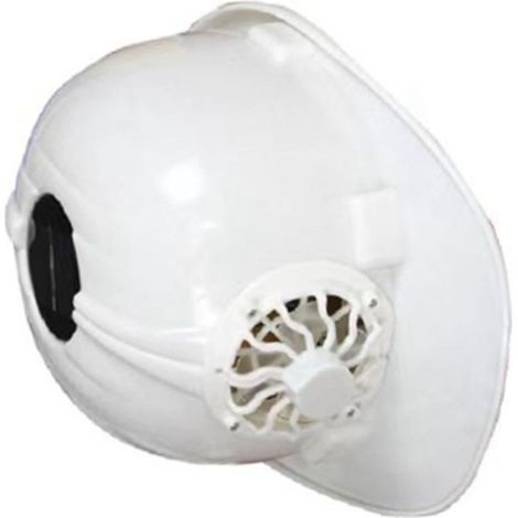 Casque de sécurité ventilé avec refroidissement frontal, alimenté par cellule solaire, respirant et protection solaire pour chantiers, idéal pour l'été et les activités extérieures (blanc). (1/5)