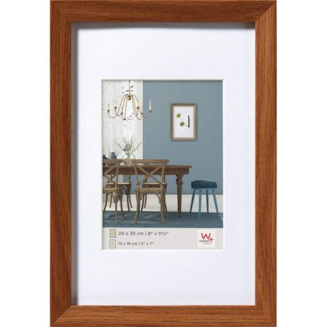 Cadre Photo chêne foncé 13 x 18 cm avec Passe-Partout, Cadre en Bois Fiorito EF318P (1/5)