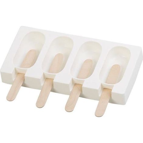 Moule en silicone - ROSENSTEIN & SOHNE - Pour 4 glaces - Blanc - Compatible congélateur et lave-vaisselle (1/4)