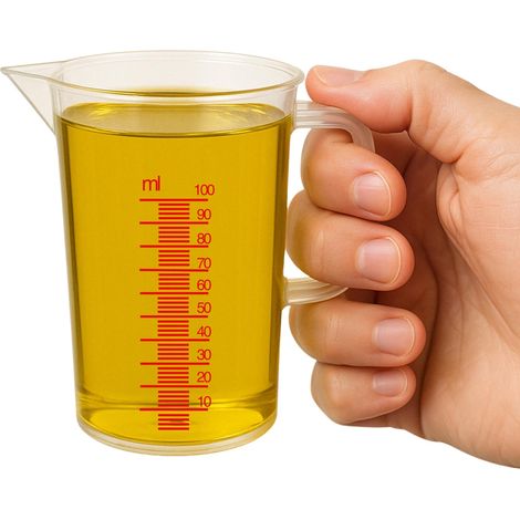 Verre doseur, récipient doseur pour la cuisine, compatible avec le chauffage au micro-ondes, poignée ergonomique, capacité de 125 ml, plastique, transparent (1/5)