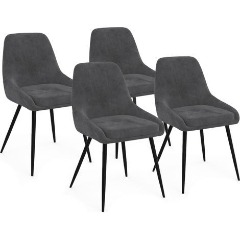 Set di 4 sedie THALYA in velluto grigio scuro con braccioli (1/5)