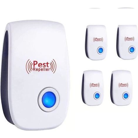 Pest Repeller Lot de 4 répulsifs anti-nuisibles à ultrasons à double ultrasons pour intérieur Pest Repeller pour les souris, le A157 (1/4)
