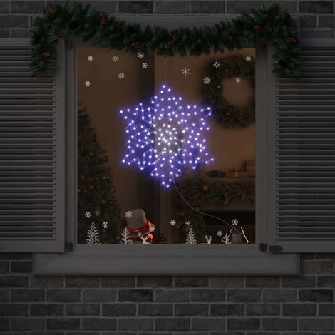 Flocon de Noël avec 156 LED Bleu 55.5 x 55.5 x 0.75cm PVC
