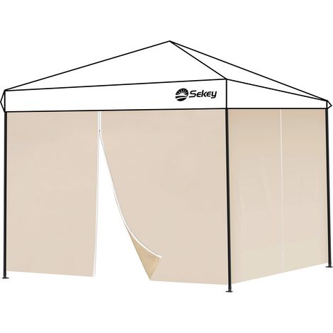 Sekey 2 Seitenteile Seitenwände für Pavillon 3×3m Wasserdicht für Festzelt, Partyzelt, 1Fenster, Taupe (1/5)