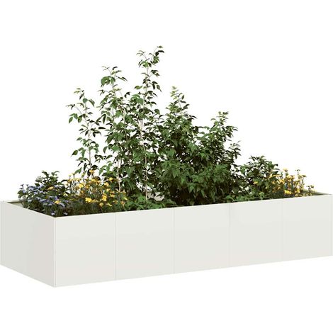 Jardinière-Pot de fleur-Bac à fleurs blanc 200x80x40 cm acier (1/5)