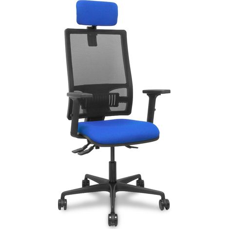 Silla Bormate asincro malla negra asiento bali azul brazos 2D ruedas 65mm cabecero regulable