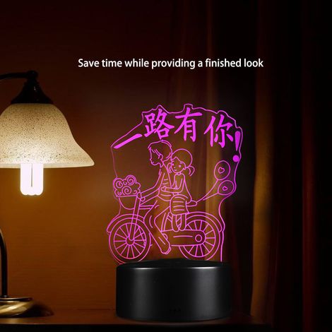 Lampe USB 4,5 V à sept couleurs avec interrupteur tactile, motif acrylique 3D décoratif (base noire) (1/5)