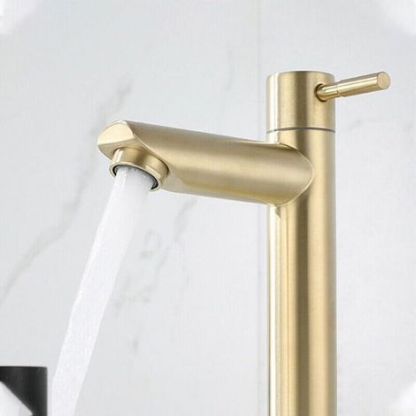 Robinet de salle de bain rétro G1/2(S), mitigeur de lavabo en or brossé, robinet d'eau froide de vestiaire rétro (1/4)