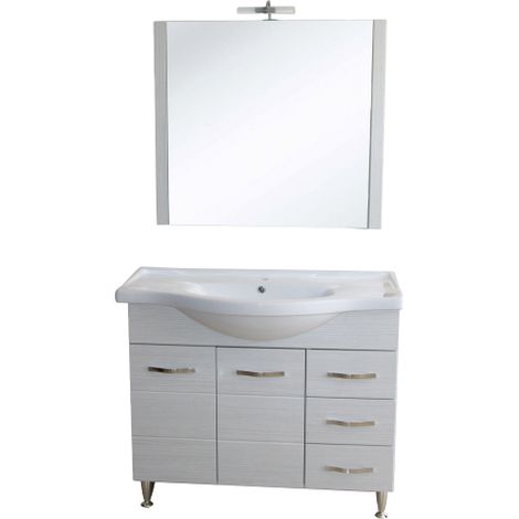 Mobile bagno Antonella bianco lavabo ceramica base cm100x35x87h specchio 90x80cm (1/3)