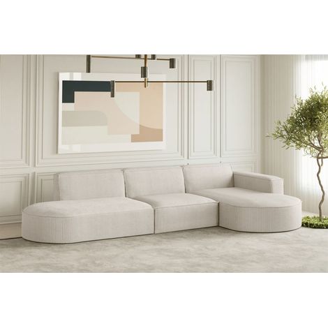 Ecksofa Designersofa PALMA in Stoff Scala Sand Ottomane Rechts (1/3)